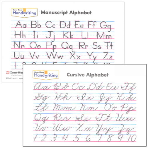 Zaner-Bloser Manuscript/Cursive Card