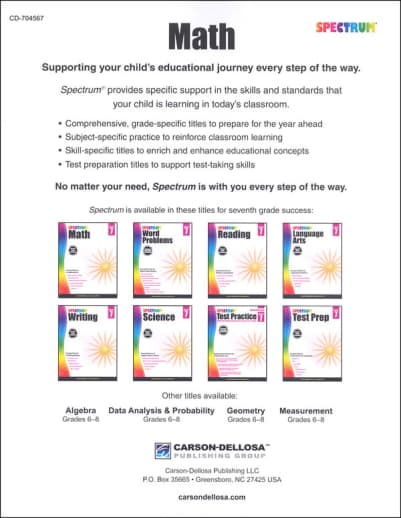 Spectrum Math 2015 Grade 7