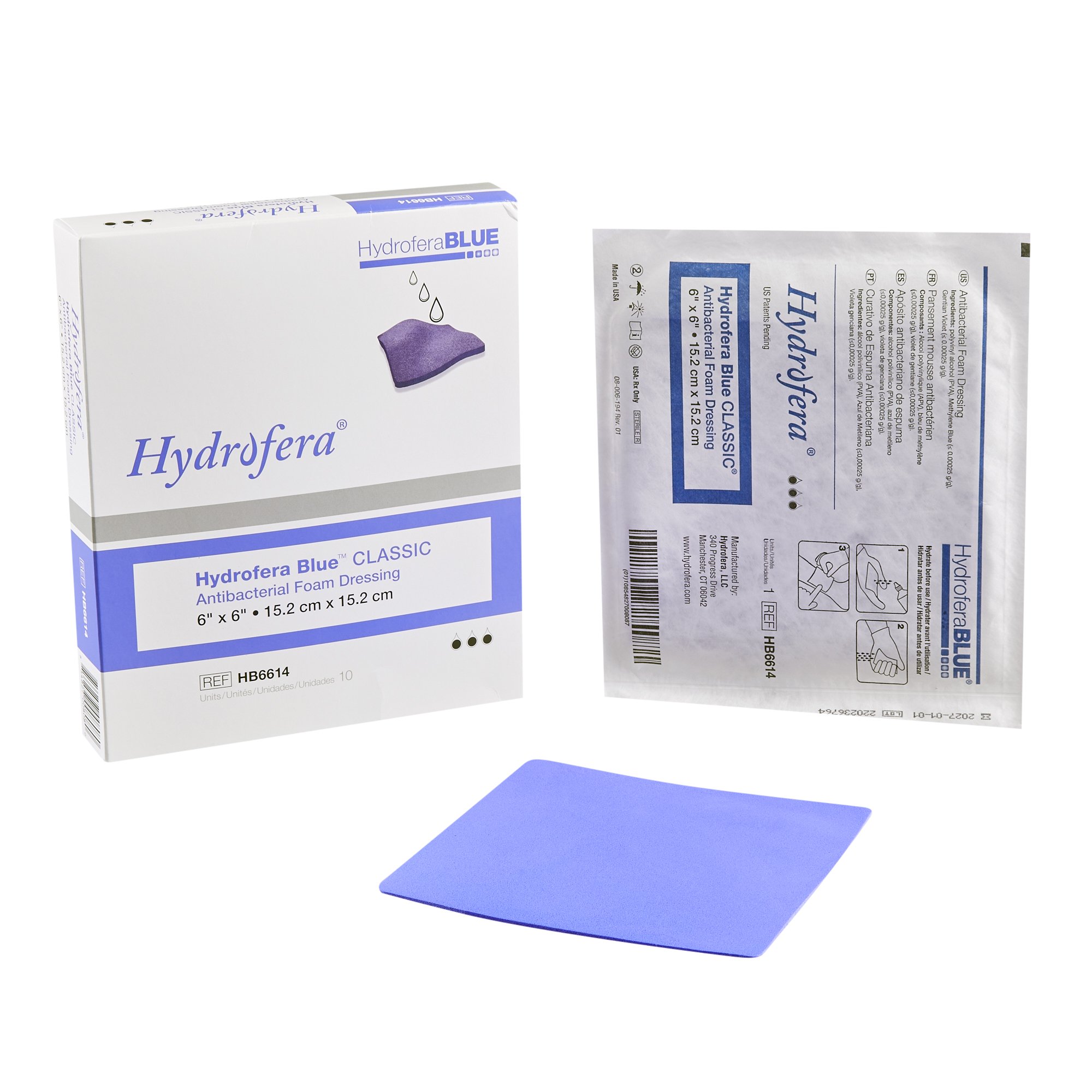 Hydrofera Blue Classic Antibacterial Foam Dressing, 15.2 x 15.2 Centimeter MK 766690