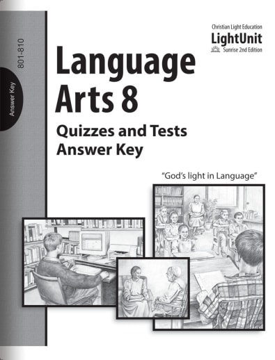 Language Arts 801-810 Quiz & Test Answer Key Sunrise 2nd Edition