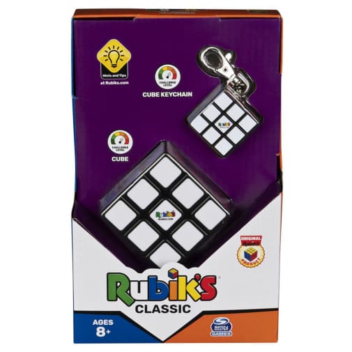 Rubik's Classic Pack, 3x3 Cube plus  Mini 3 x 3 Rubik's Cube Keychain