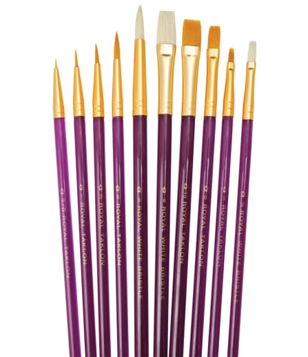 Royal & Langnickel Gold Taklon & Natural Bristle Artist Paint Brush Set (10 piece)