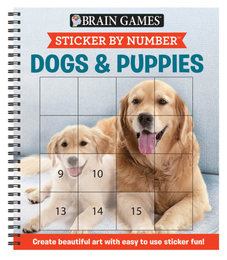 Sticker by Number - Dogs & Puppies (Brain Games) 52 pages