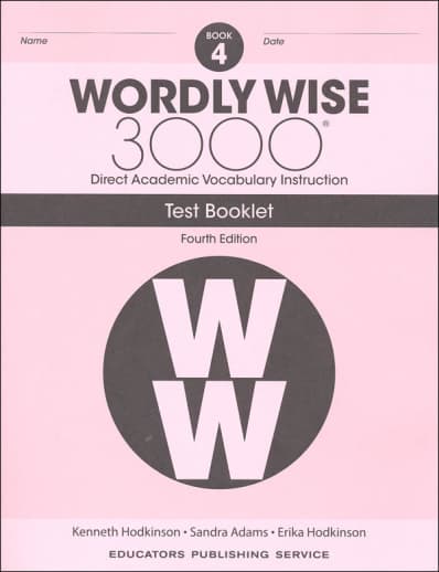 Wordly Wise 3000 Book 4 Test Book, 4th Edition