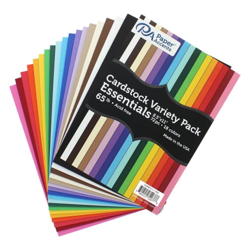 Paper Accents Cardstock Variety Pack (18 colors, 72 sheets)