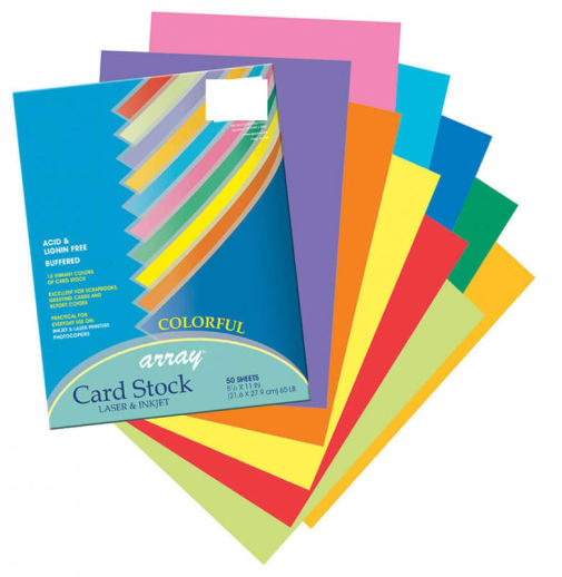 Colorful Card Stock - assorted colors (8.5" x 11") 50 sheets