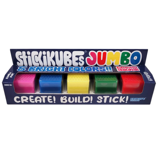 StickiKubes Jumbo 5 Bright Colors: Blue, Green, Pink, Red & Yellow (5 pieces)
