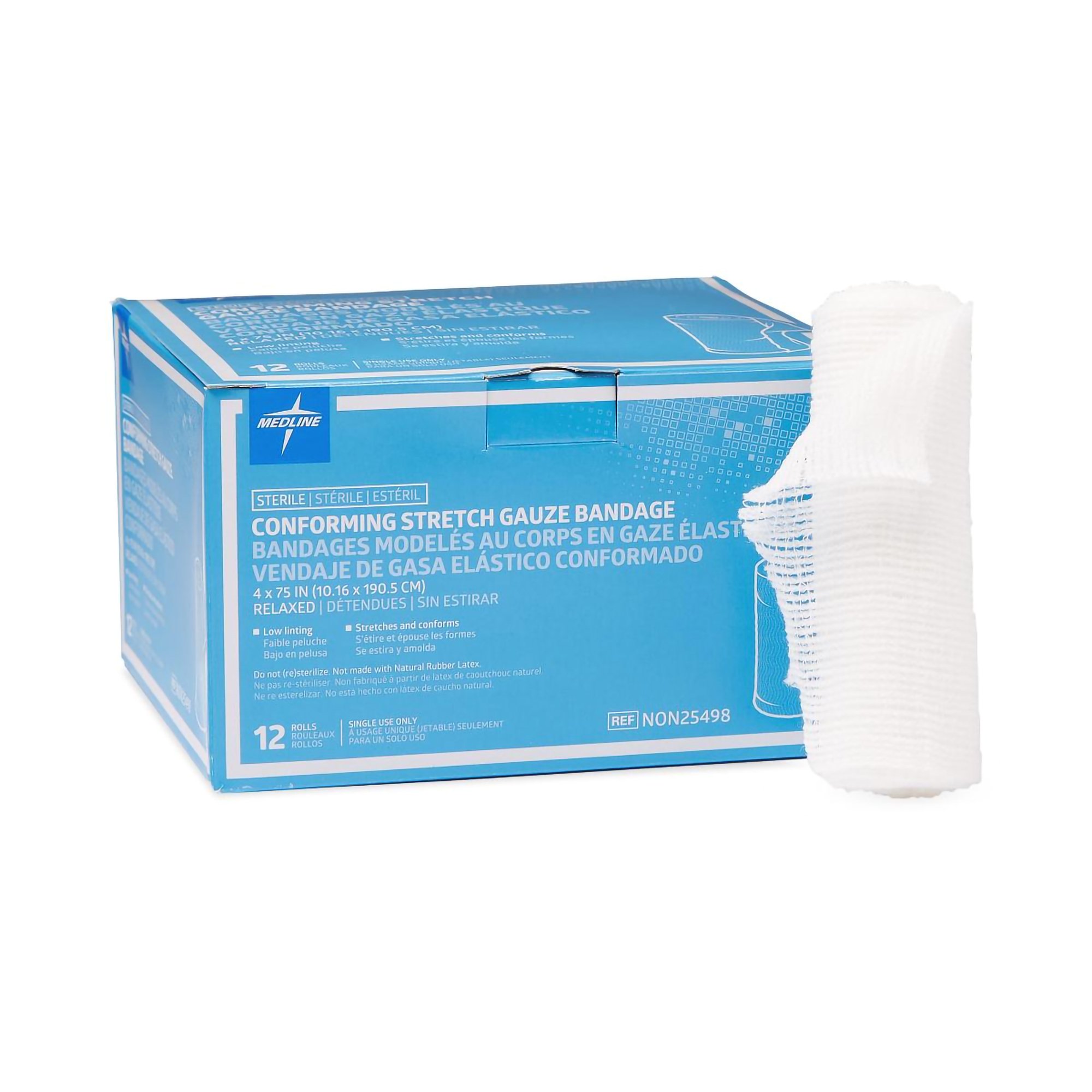 Medline Sterile Conforming Bandage, 4 Inch x 4-1/10 Yard MK 812633