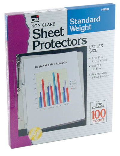 Sheet Protectors - Standard Weight/Non-Glare (100/Bx)