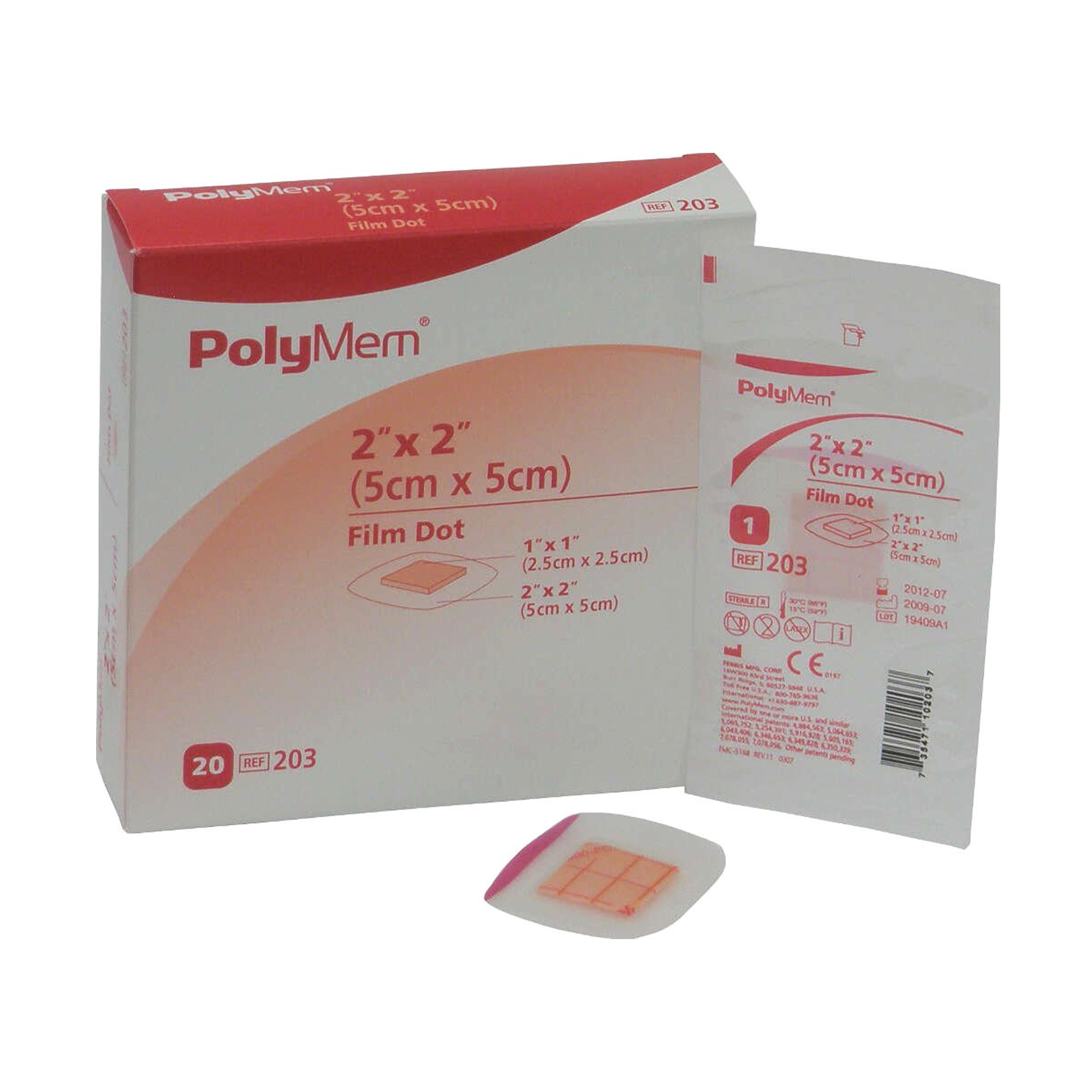 PolyMem Adhesive with Border Foam Dressing, 2 x 2 Inch MK 543357