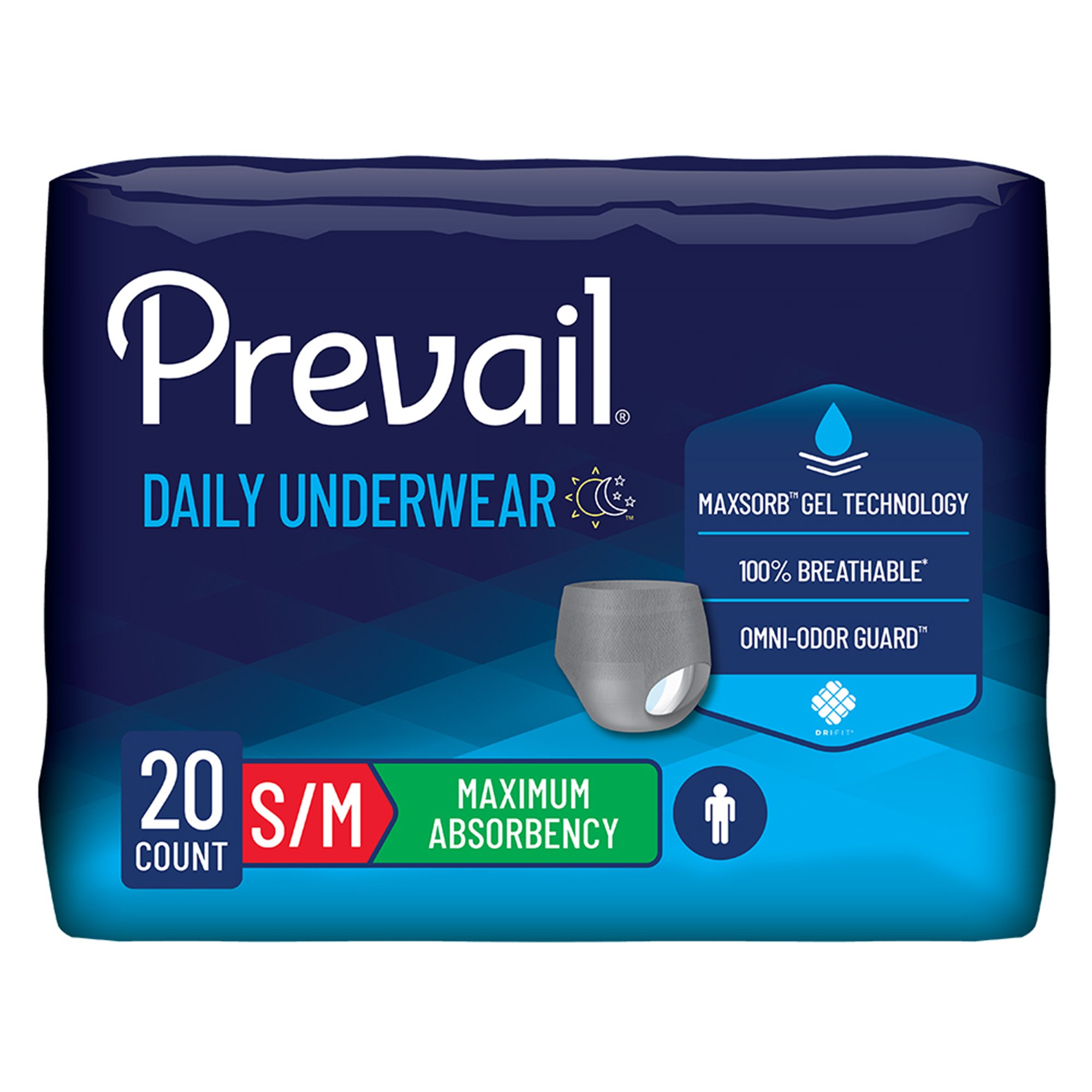 Prevail Men's Daily Maximum Absorbent Underwear, Small / Medium MK 889079