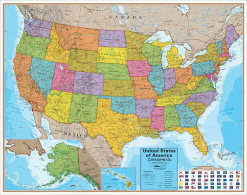 Blue Ocean Series United States Laminated Wall Map (38x48)