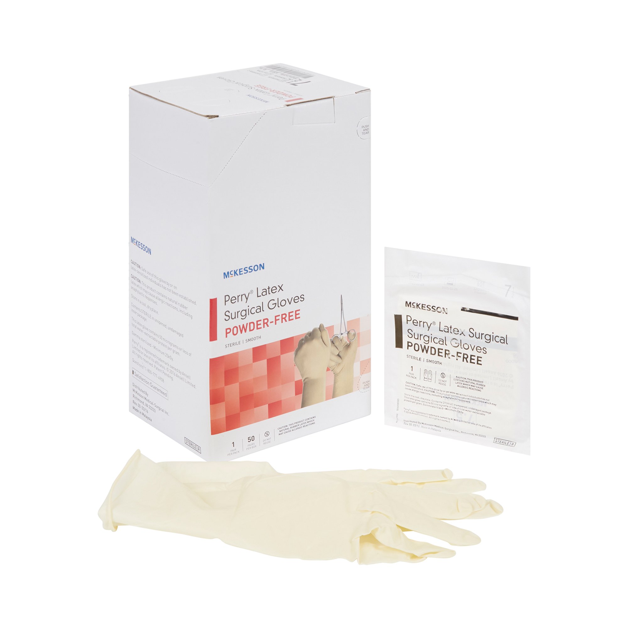 McKesson Perry Performance Plus Surgical Glove, Size 7.5, Cream MK 1044707