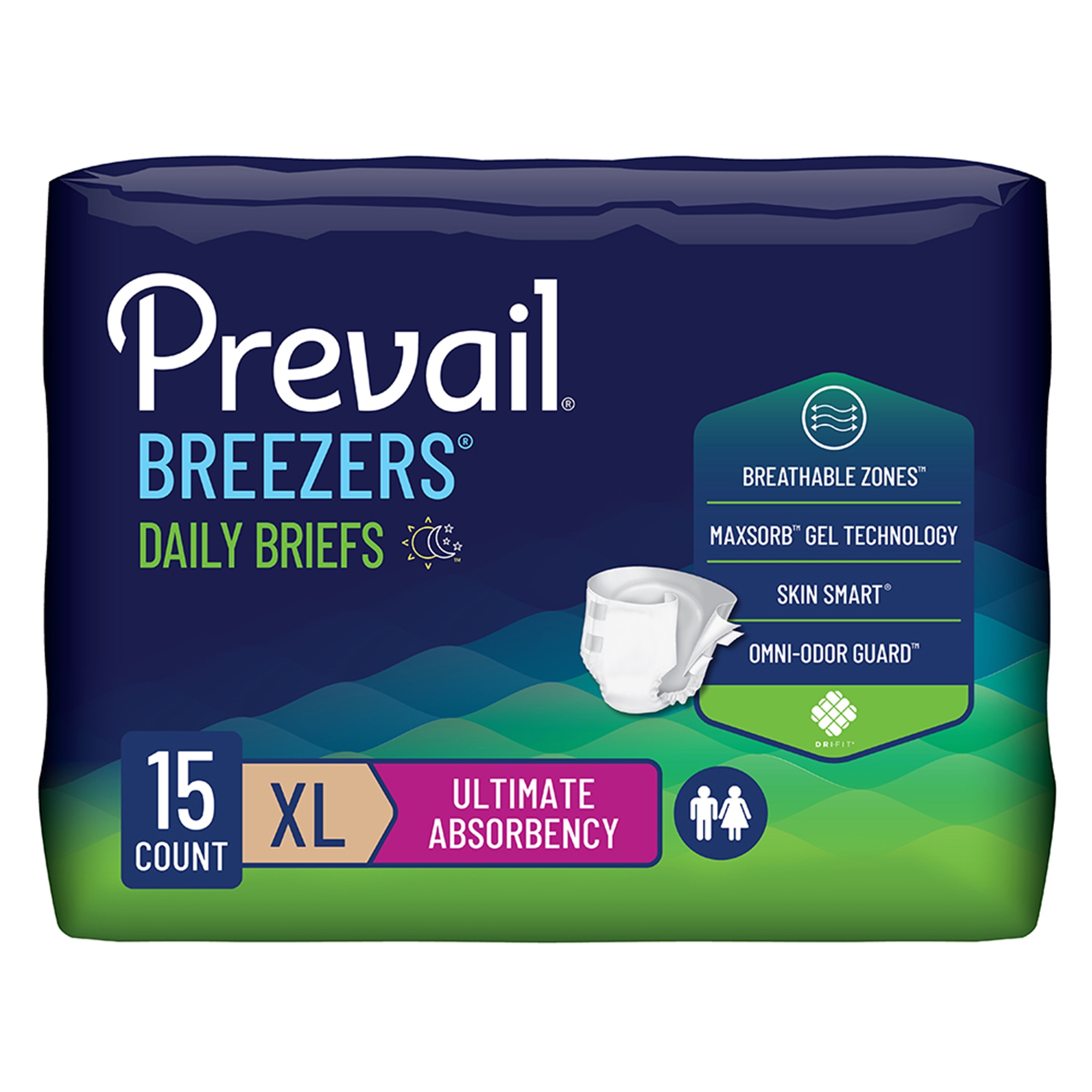 Prevail Breezers Ultimate Absorbency Incontinence Briefs, Extra Large MK 682565