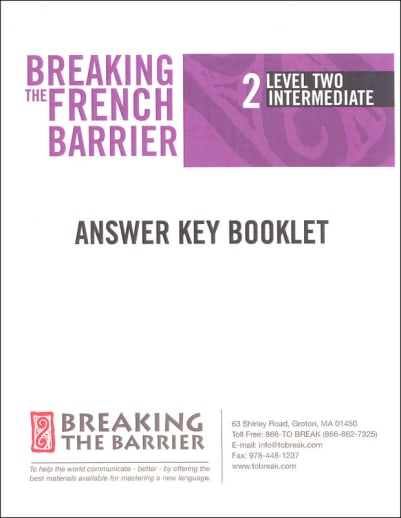 Breaking the French Barrier - Level 2 (Intermediate) Answer Key