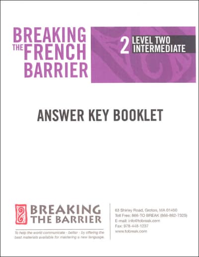 Breaking the French Barrier - Level 2 (Intermediate) Answer Key