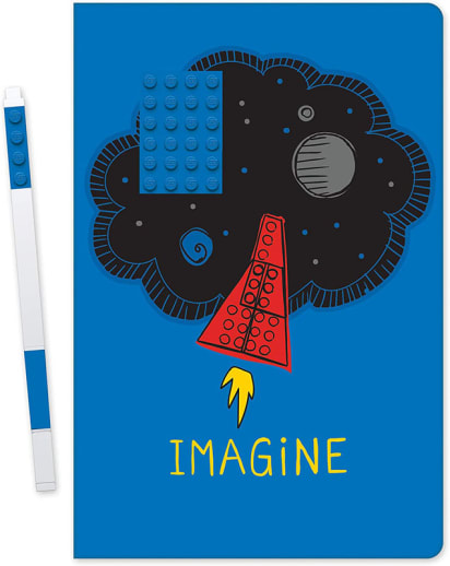 LEGO Imagine Notebook with Blue 4x6 Embedded Brick & Blue Gel Pen