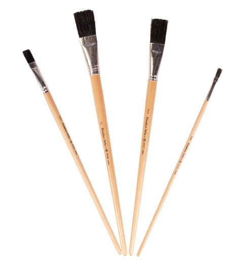 Black Bristle Easel Brushes - set of 4