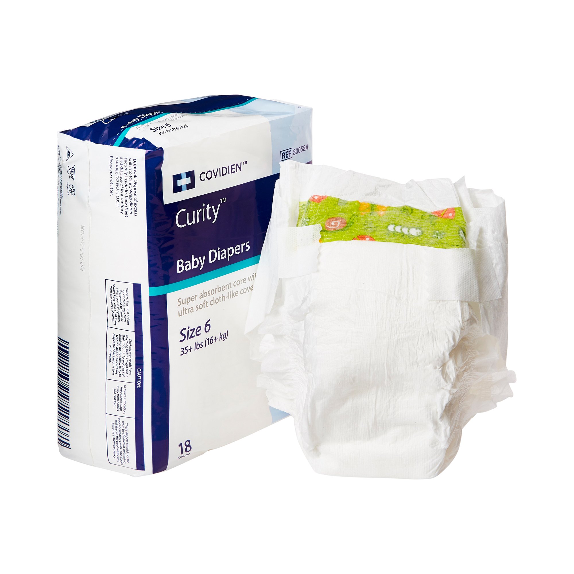Curity Unisex Baby Diapers, Heavy Absorbency, Disposable, Size 6, 35+ lbs MK 724687
