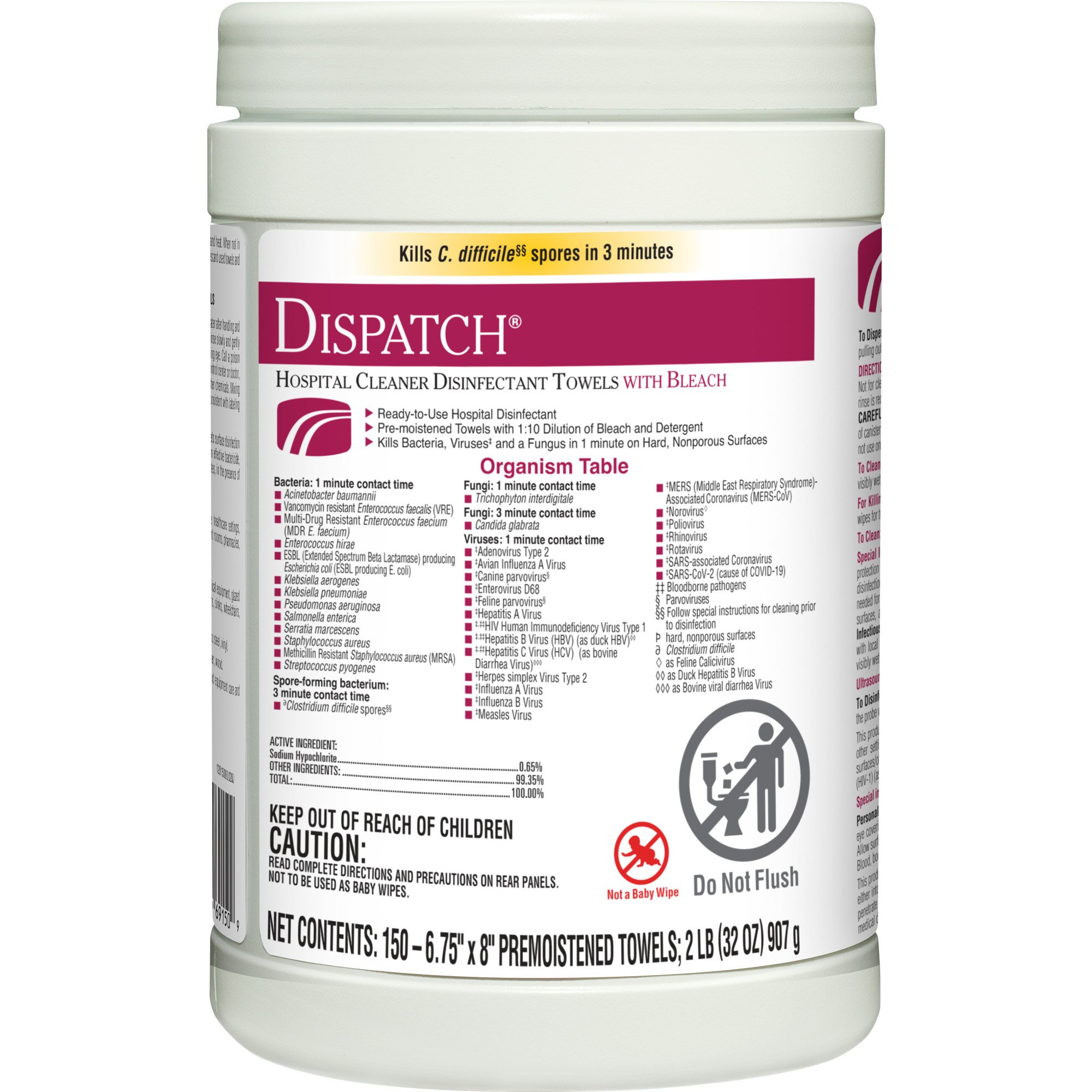 Dispatch Surface Disinfectant Cleaner with Bleach, Canister MK 735385