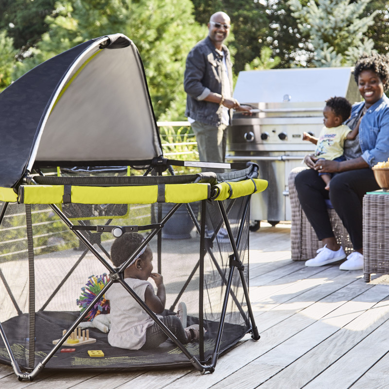 Play-Away™ Portable Playard Deluxe (Adventurer) Lifestyle Photo Play-Away™ Portable Playard Deluxe (Adventurer) Lifestyle Photo