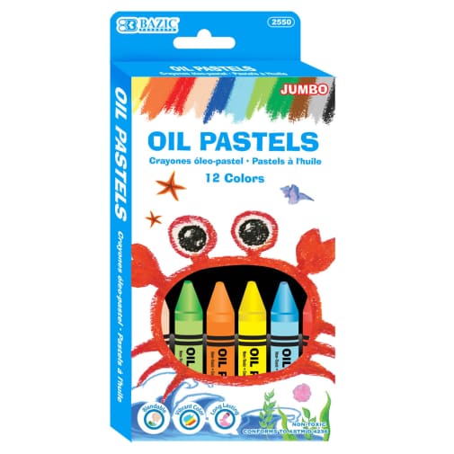 Bazic Student Grade Jumbo Oil Pastels (12 Colors)