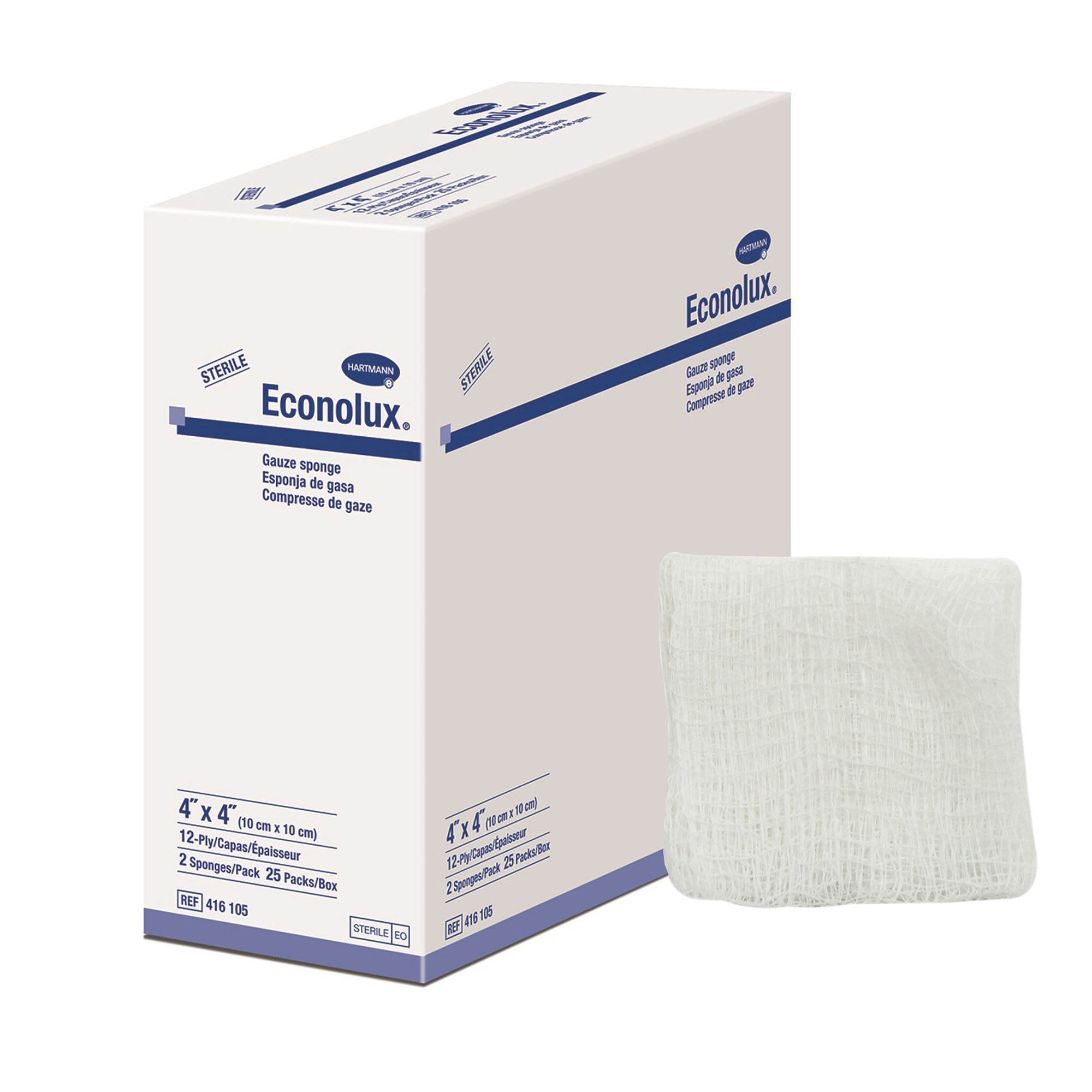 Econolux Sterile Gauze Sponge, 4 x 4 Inch, 12-Ply MK 1088429