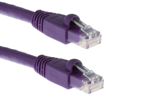 Image of CAT6A Ethernet Patch Cable, Half-moon Boot, UTP, 3 ft, Purple