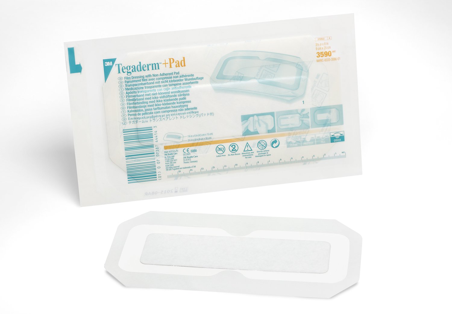 3M Tegaderm Transparent Film Dressing with Pad, 3-1/2 x 8 Inch MK 324099