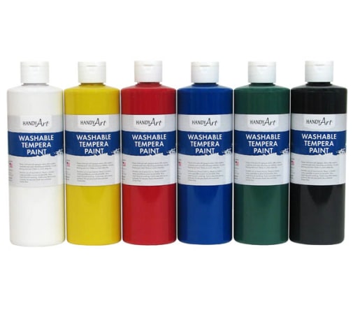 Tempera Washable Paint Primary Kit - 16 oz (6 Colors)