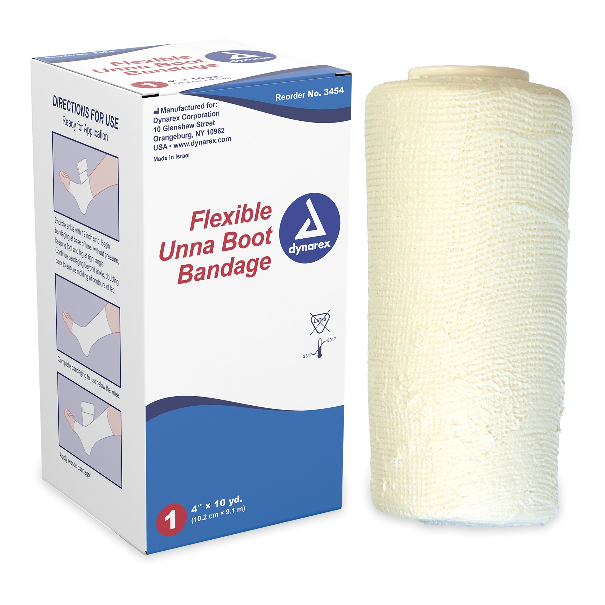 dynarex Unna Boot with Zinc Oxide, 4 Inch x 10 Yard MK 413292
