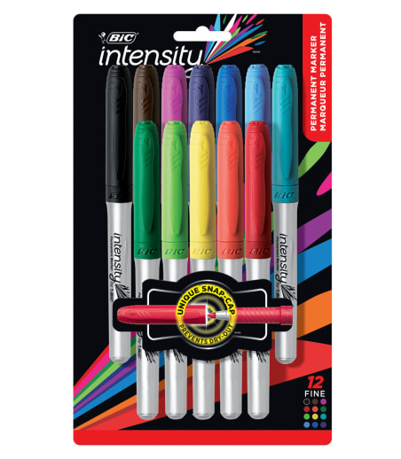 BIC Intensity Permanent Marker Fashion Colors - Fine Point (12 pack)