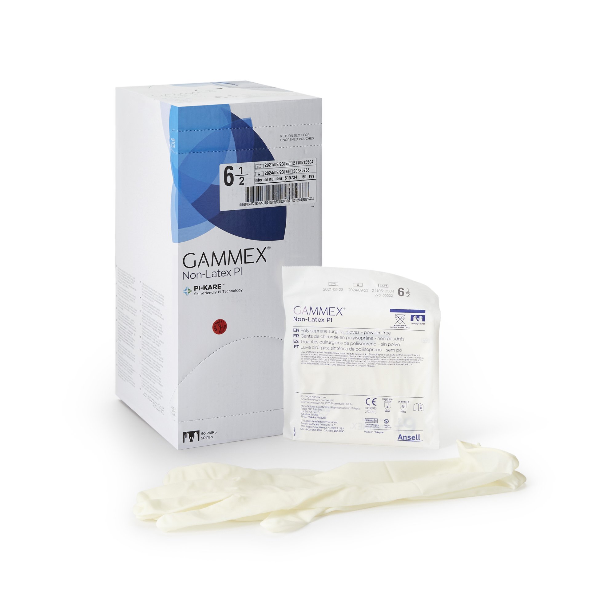 Gammex Non-Latex PI Polyisoprene Surgical Glove, Size 6.5, White MK 765477
