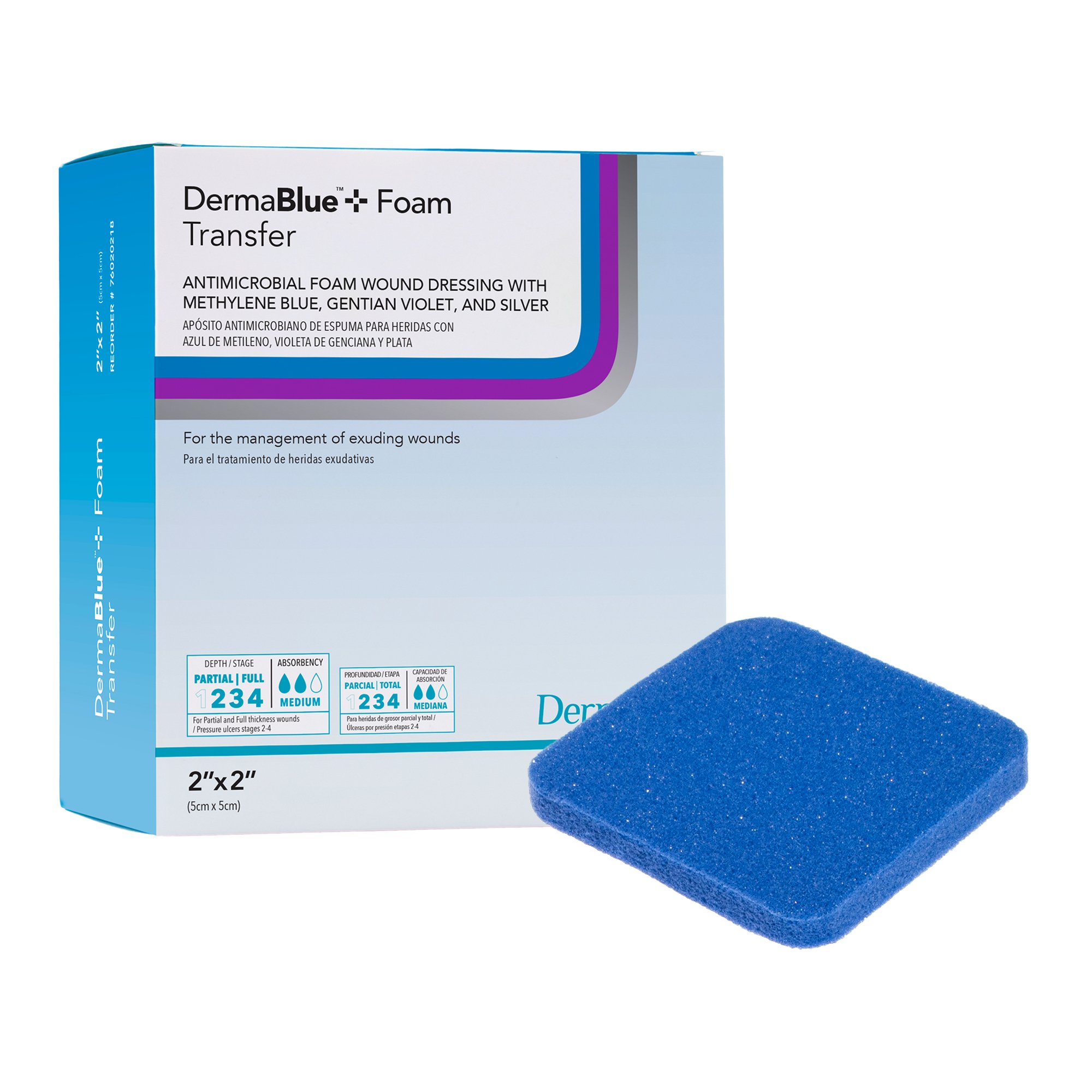 DermaBlue+ Foam Silver Foam Dressing, 2 x 2 Inch MK 984132