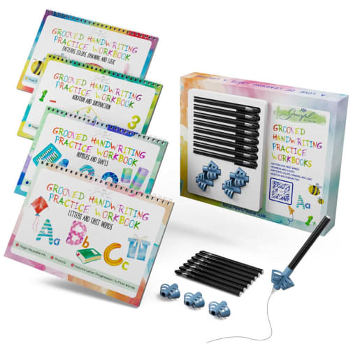 Grooved Handwriting Early Learning Workbooks (4 books, 8 pens/refills)