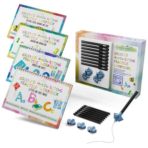 Grooved Handwriting Early Learning Workbooks (4 books, 8 pens/refills)
