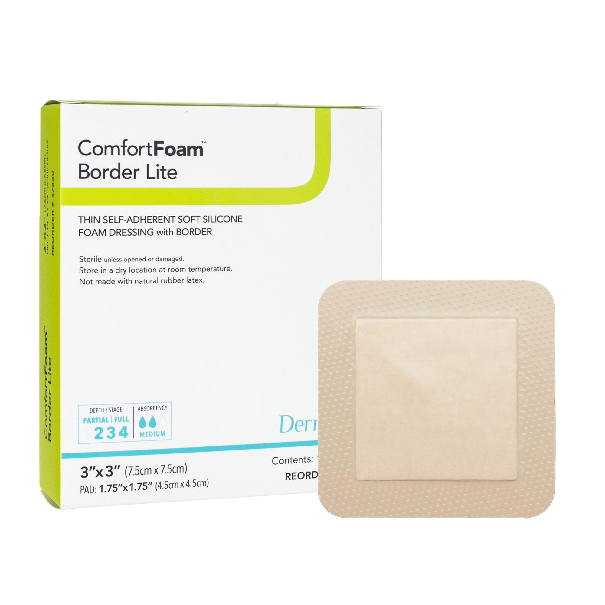 ComfortFoam Border Lite Thin Bordered Foam Wound Dressing, 3 x 3 Inch MK 1003182