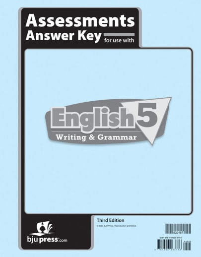 BJU Press English 5 Assessments Answer Key 3rd Edition