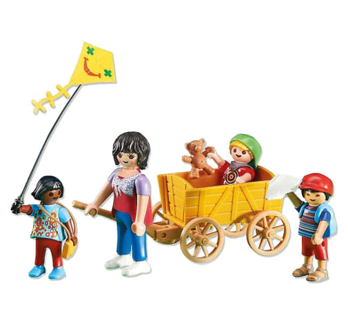 Playmobil Mother with Children and Wagon