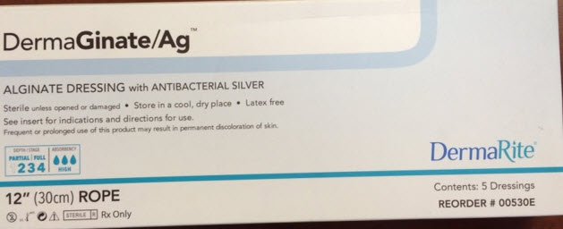 DermaGinate/ Ag Silver Alginate Dressing, 12 Inch MK 727096