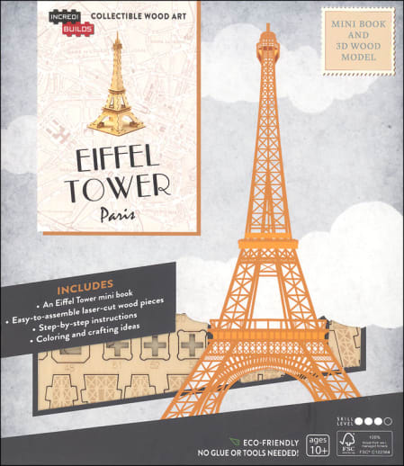Paris: Eiffel Tower 3D Wood Model with booklet