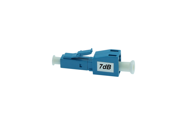 LC/UPC Singlemode Fiber Optic Attenuator – 7dB, Plastic, Blue