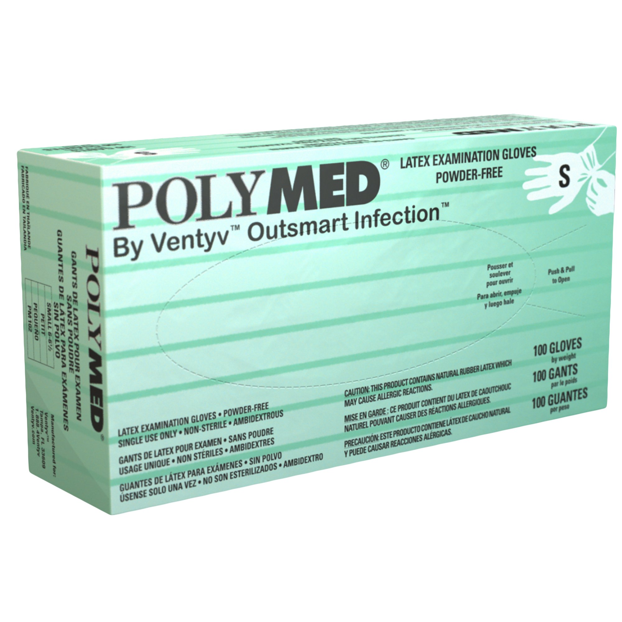 Polymed Latex Exam Glove, Small, Ivory MK 349004