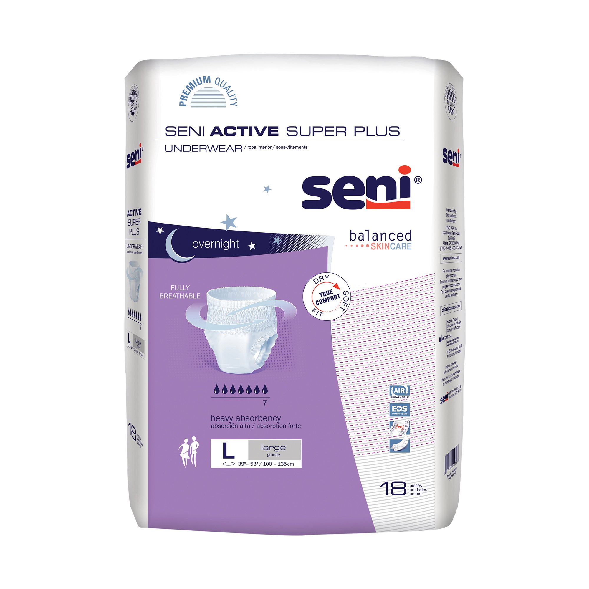 Seni Active Super Plus Overnight Heavy Absorbent Underwear, Large MK 1163858
