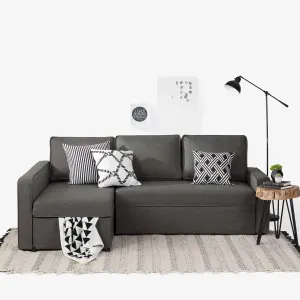Sofa Bed with Storage Matte Charcoal Live it Cozy South Shore