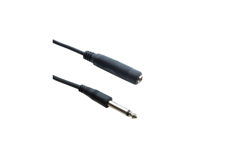 1/4 Inch Mono Male to Female Audio Cable, Black PVC, 6Ft