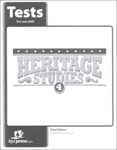 BJU Press Heritage Studies 4 Tests 3rd Edition