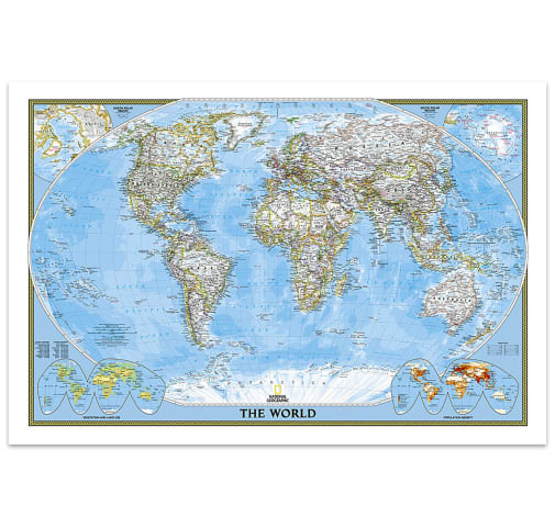 World with Flags & Facts Map (folded)