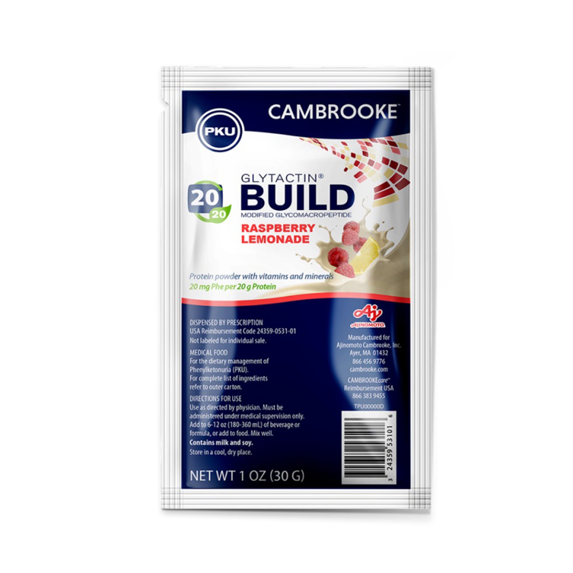 Glytactin Build 20/20 GMP for the Dietary Management of PKU, Raspberry Lemonade MK 1182480