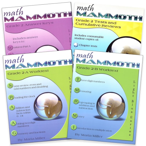 Math Mammoth Grade 2 Set (2012 Edition, Black and White)